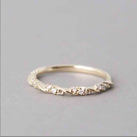 White Sapphire 14k Gold Plated Ring - Picture 4 of 4